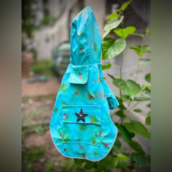 Waggytime Other - Hand painted shabby chic raincoat with rhinestone star